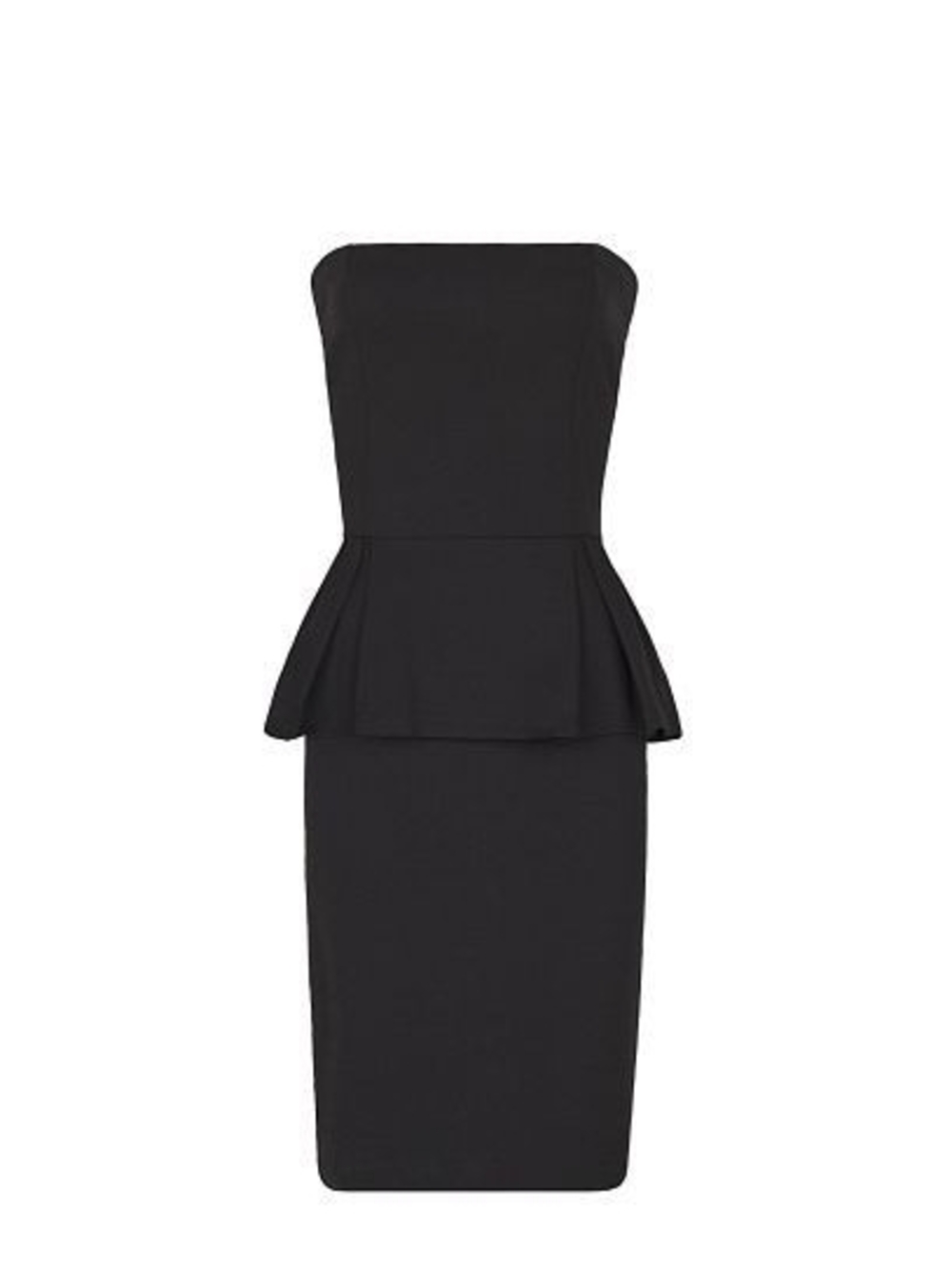 Mango Black Strapless Peplum Sheath Dress